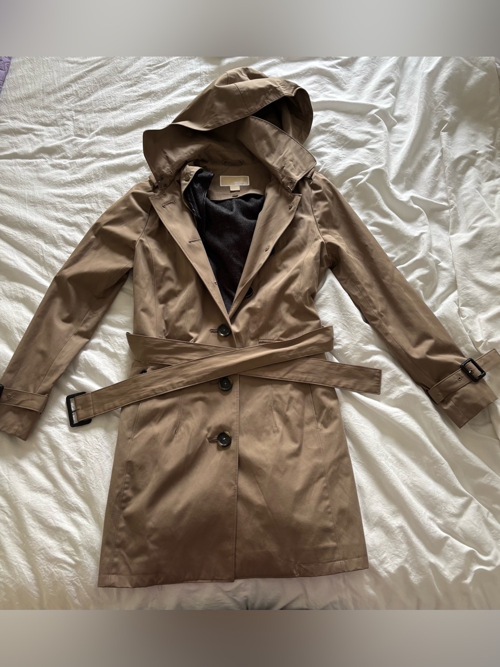 Michael Kors Hooded Trench Coat in Taupe
